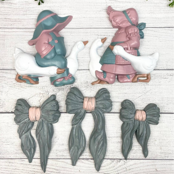VNT 1980's Country Boy Girl & Bow Wall Decor Set Burwood Product Co and Homco - Picture 1 of 11